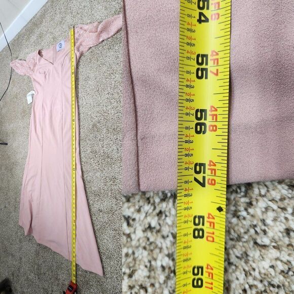 JS COLLECTIONS Beaded Illusion Sleeve Trumpet Gown In Blush NWT Size 4 - Picture 12 of 16